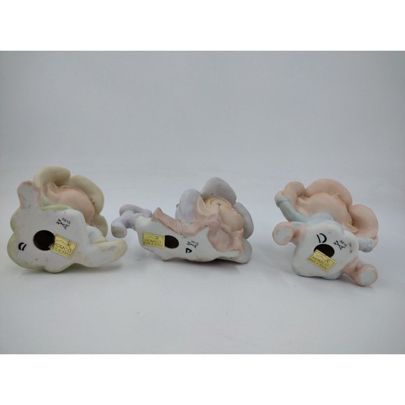 Vintage Set of 3 HOMCO 5615 Elf Fairy Pixie Figurines, 4 in. Tall Multi Pastel C - Picture 2 of 6